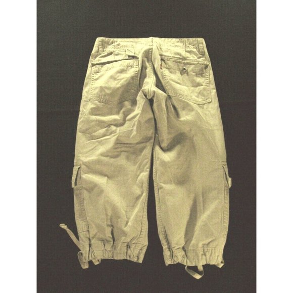 Levis Jeans Womans Capris Small  29 w Cropped Khaki Brown Tan Draw String - Picture 2 of 10